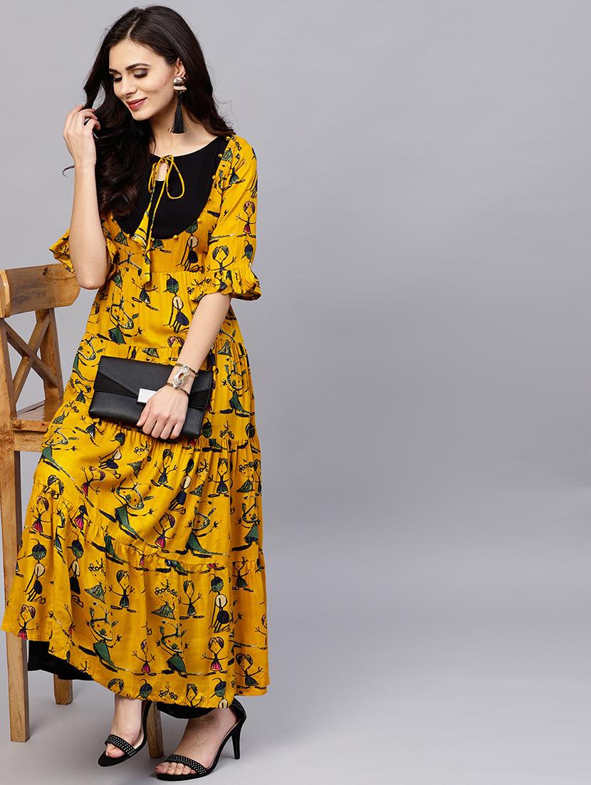 Flared conversational kurta - 15799759 - Zoom Image - 4