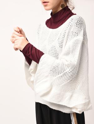 bat wing sleeved pointelle knit pullover - 15800284 - Standard Image - 4