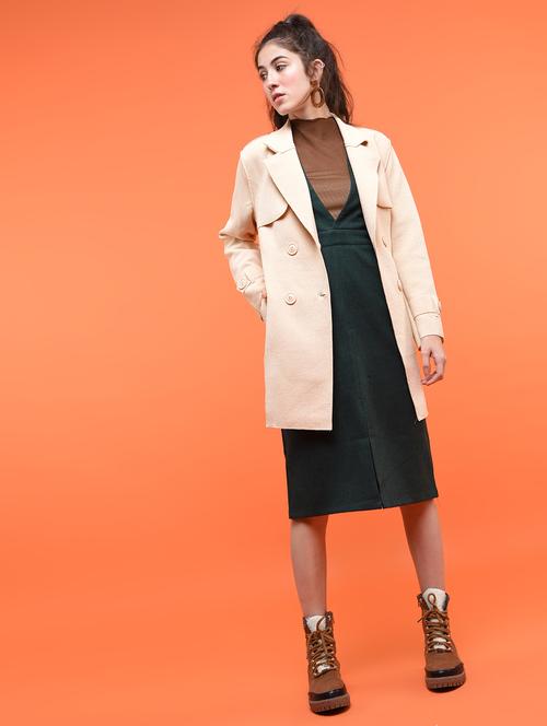 tie up waist double breasted overcoat - 15800329 - Standard Image - 1