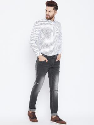 black heavy washed ripped denim jeans - 15800368 - Standard Image - 4