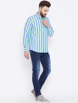 blue striped casual shirt - 15800397 - Standard Image - 4