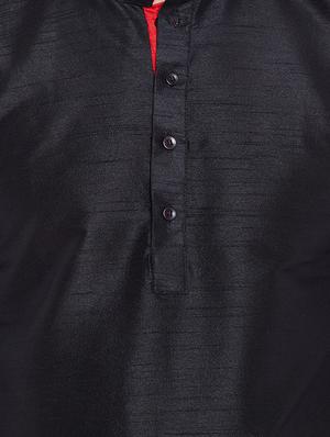 black dupion kurta pyjama set - 15800504 - Standard Image - 4