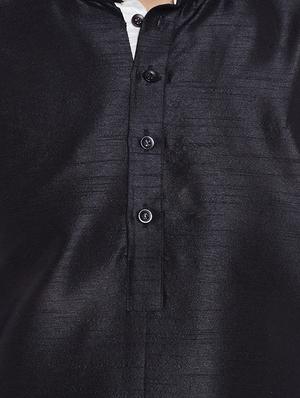 black dupion kurta pyjama set - 15800518 - Standard Image - 4