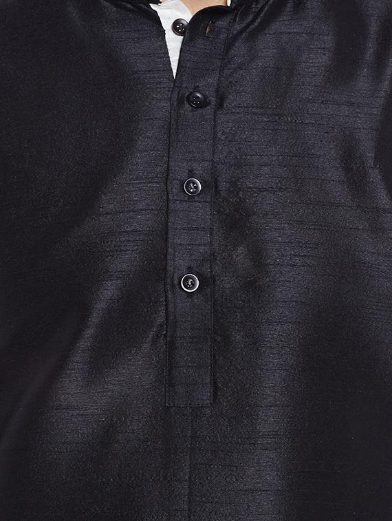 black dupion kurta pyjama set - 15800518 - Zoom Image - 4