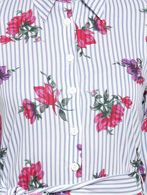 floral striped button up dress - 15800872 - Standard Image - 4