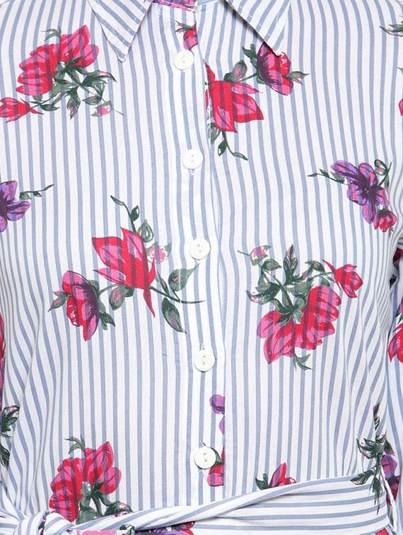floral striped button up dress - 15800872 - Zoom Image - 4