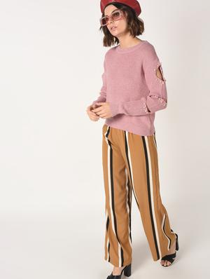 pearl embellished cut out sleeved top - 15801661 - Standard Image - 4