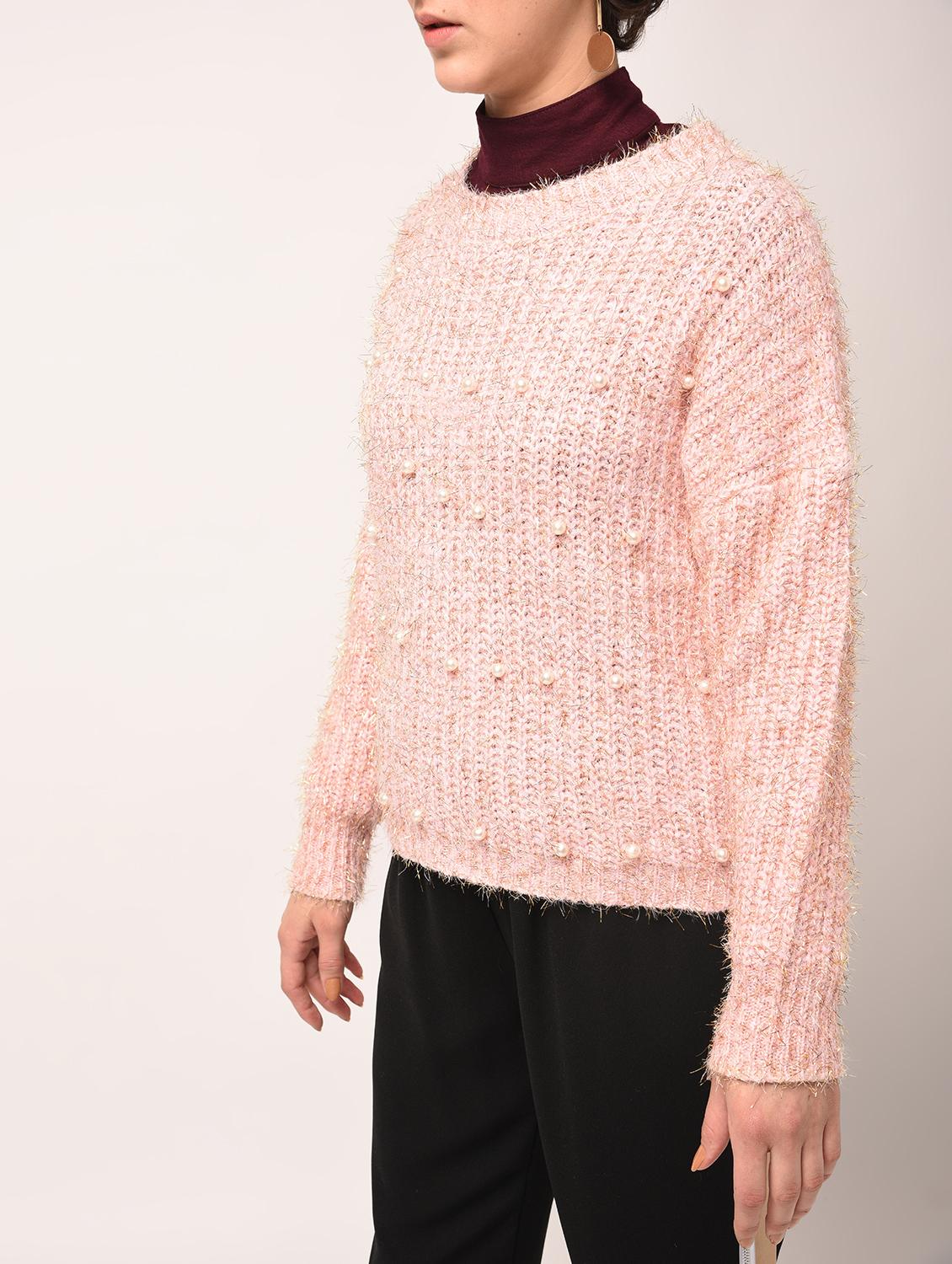 pearl embellished dropped shoulder pullover - 15801856 - Zoom Image - 4