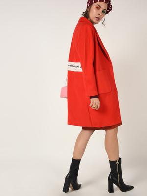 slogan print paneled overcoat - 15801917 - Standard Image - 4