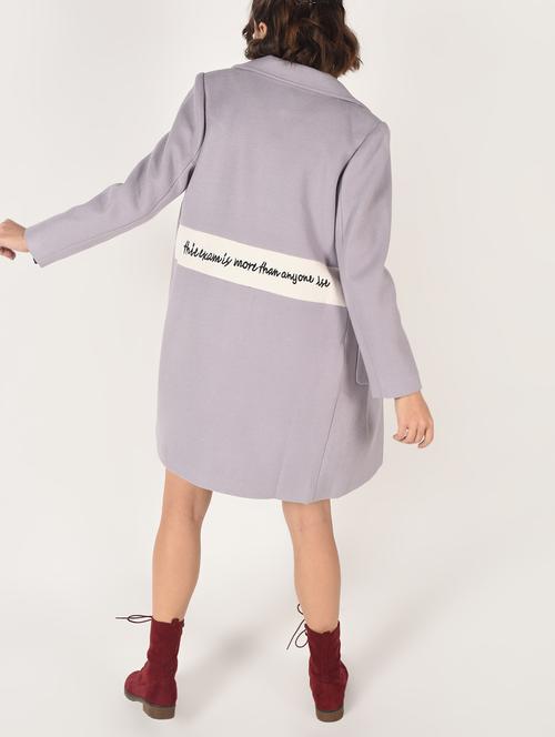 slogan print paneled overcoat - 15801918 - Standard Image - 1