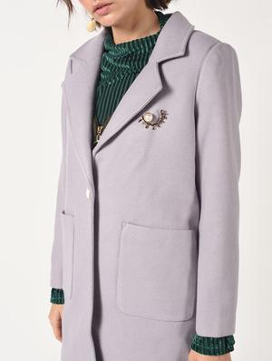 slogan print paneled overcoat - 15801918 - Standard Image - 4