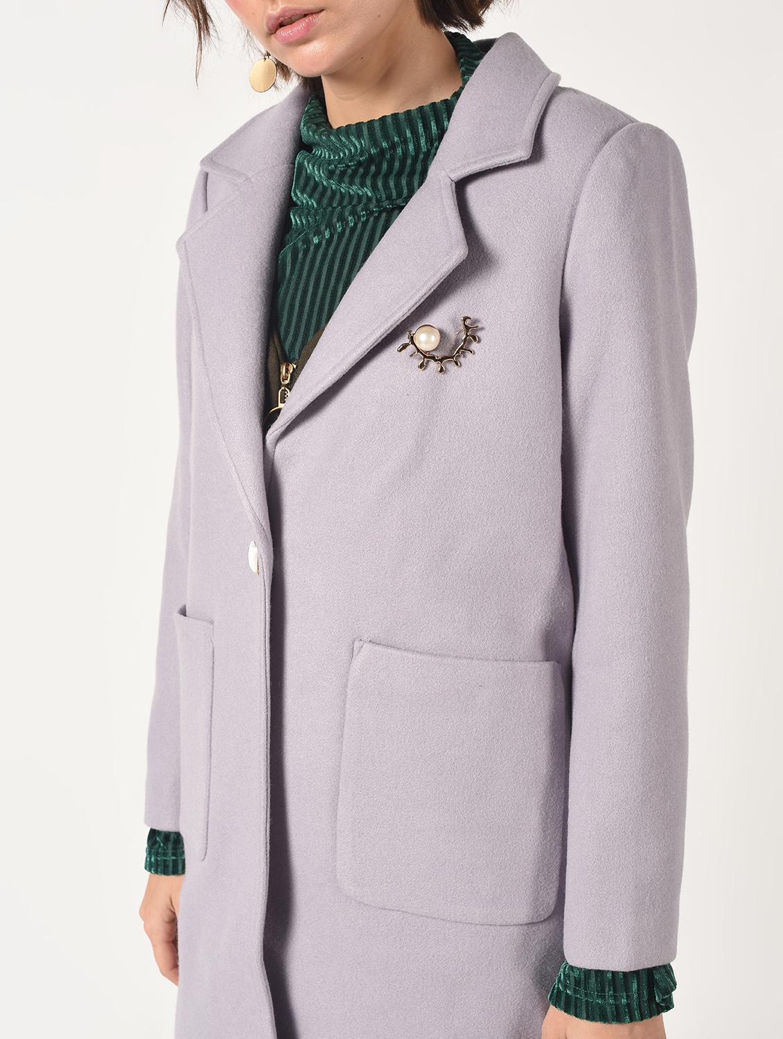 slogan print paneled overcoat - 15801918 - Zoom Image - 4