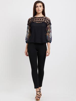 lace detail embroidered top - 15805880 - Standard Image - 4