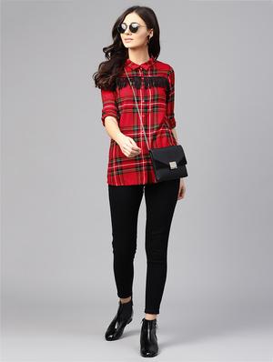fringe detail plaid shirt - 15806297 - Standard Image - 4