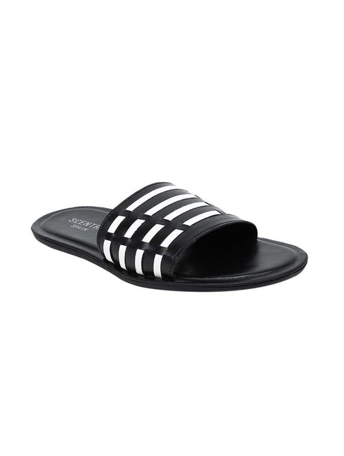 black leatherette flip flops - 15807301 - Standard Image - 1