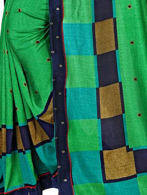 mirror bordered printed saree with blouse - 15809250 - Standard Image - 4