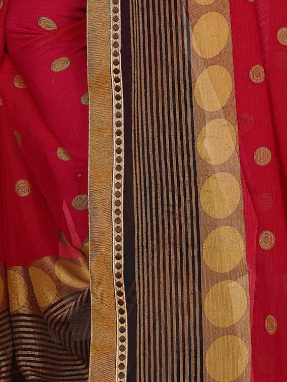 ethnic motif printed self design saree with blouse - 15809315 - Zoom Image - 4