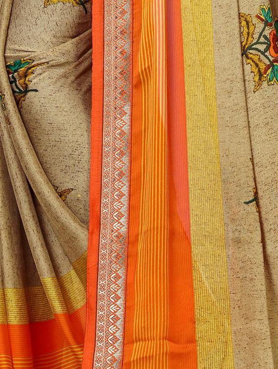 floral printed saree with blouse - 15809318 - Zoom Image - 4