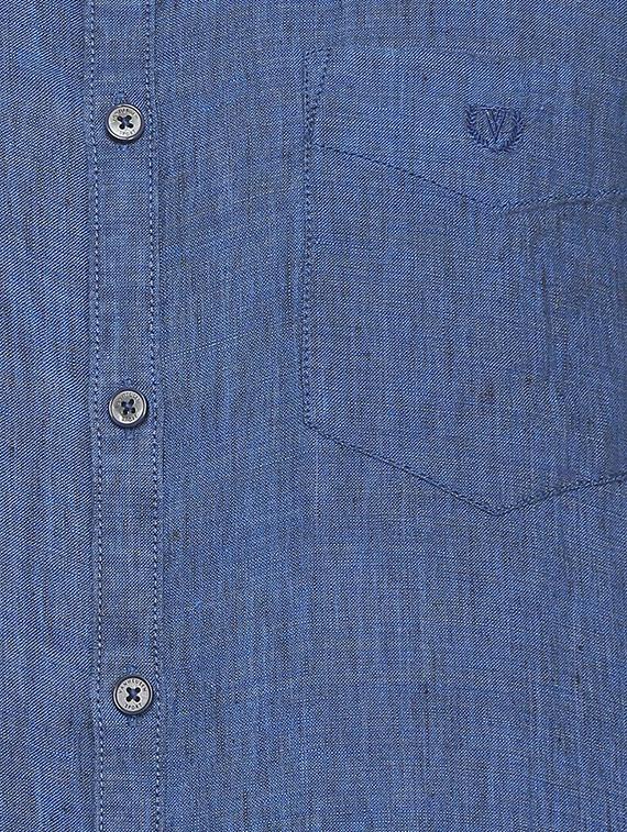 blue linen casual shirt - 15814513 - Zoom Image - 4
