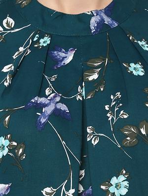 pleated neck floral top - 15814646 - Standard Image - 4