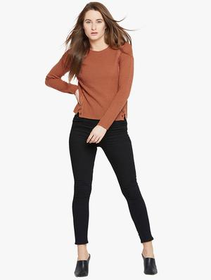 Cable knit eyelet lace up pullover - 15815007 - Standard Image - 4