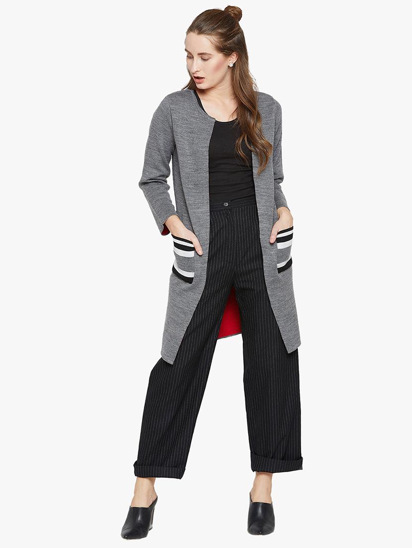 Striped pocket long shrug - 15815025 - Zoom Image - 4