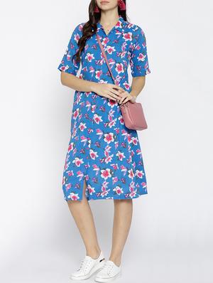 button detail floral a-line dress - 15816260 - Standard Image - 4