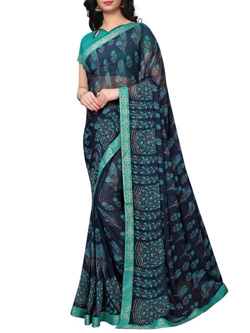 printed cotton silk saree with blouse - 15817082 - Standard Image - 1