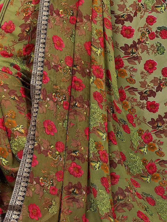 printed cotton silk saree with blouse - 15817086 - Zoom Image - 4