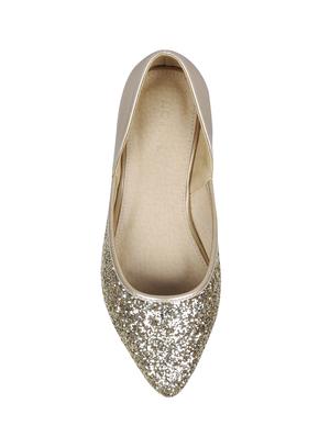 gold slip on ballerinas - 15817165 - Standard Image - 4
