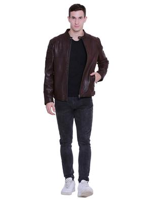 brown leather biker jacket - 15817458 - Standard Image - 4