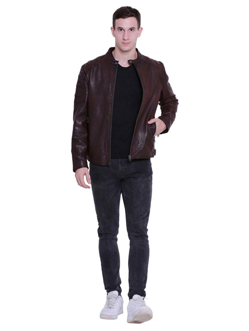 brown leather biker jacket - 15817458 - Zoom Image - 4