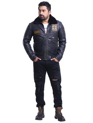blue leather biker jacket - 15817466 - Standard Image - 4