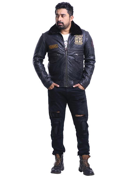 blue leather biker jacket - 15817466 - Zoom Image - 4