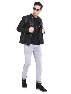 black leather biker jacket - 15817483 - Standard Image - 4