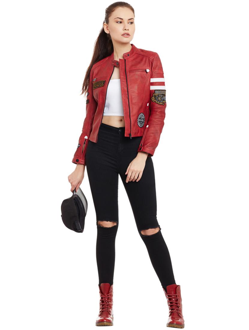 Graphic patch detail biker jacket - 15817655 - Zoom Image - 4