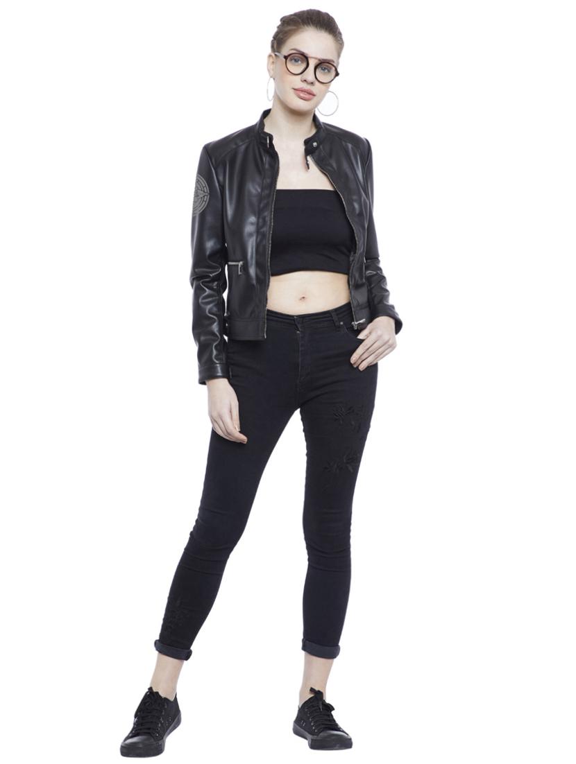 zipped pocket printed biker jacket - 15817664 - Zoom Image - 4