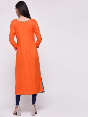 embroidered straight kurta - 15818237 - Standard Image - 4