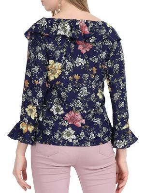 tie-up ruffle detail floral top - 15818757 - Standard Image - 4