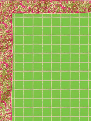checkered embroidered border saree with blouse - 15819209 - Standard Image - 4