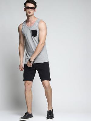 grey solid pocket t-shirt - 15819303 - Standard Image - 4