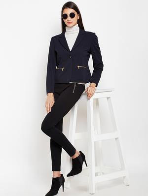 back slit zipper detail casual blazer - 15821483 - Standard Image - 4