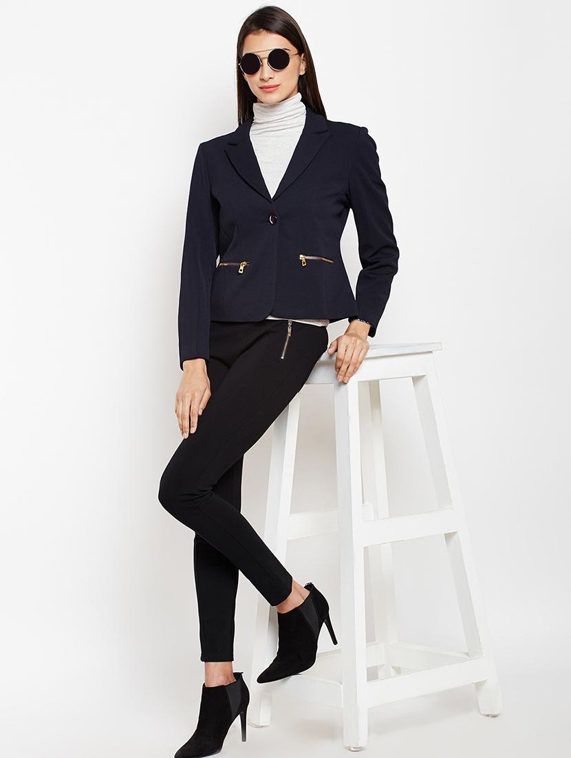 back slit zipper detail casual blazer - 15821483 - Zoom Image - 4