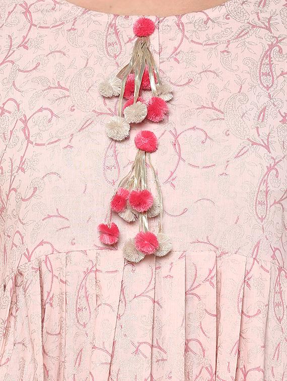 gota patti pom pom detail kurta palazzo set - 15821994 - Zoom Image - 4