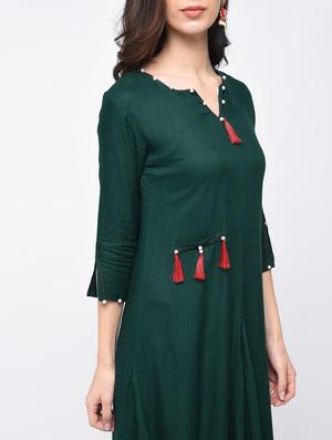 tassel detail flared kurta - 15825036 - Standard Image - 4