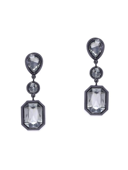 black silver plated drop earring - 15826874 - Standard Image - 1