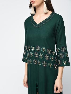 Printed ruffled kurta with pant set - 15827276 - Standard Image - 4