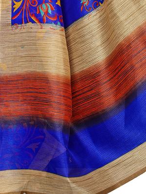 contrast border printed saree with unstiched blouse with blouse - 15827925 - Standard Image - 4