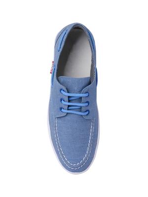 blue canvas lace up boat shoes - 15828465 - Standard Image - 4