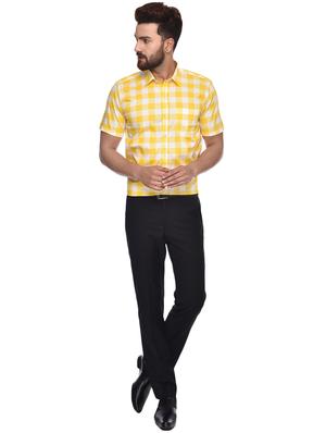 yellow checkered casual shirt - 15829394 - Standard Image - 4